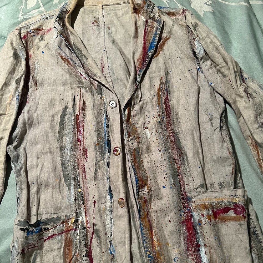 Zara Nature Blazer with Artsy Paint Splatters